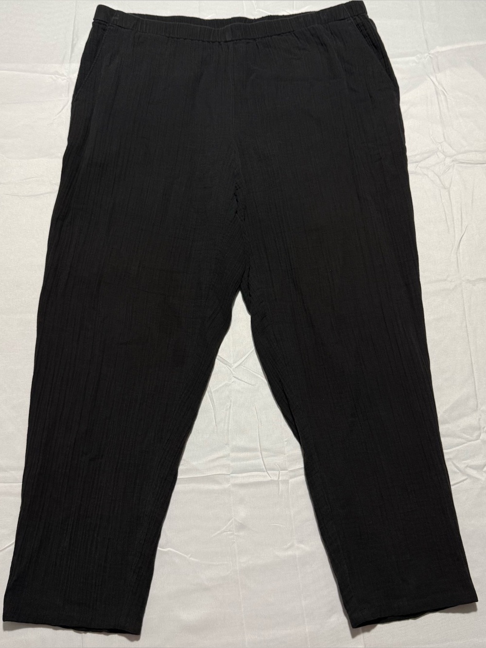 Eileen Fisher Women's 100% Organic Cotton Ripple Pant Cropped Black Large